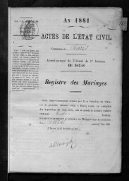 Registre d'état civil - Mariages - 1881 à 1890