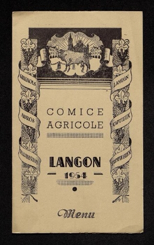 Comice agricole – Menu – 1954