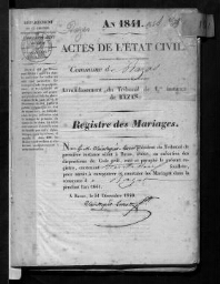 Registre d'état civil - Mariages - 1841 à 1850