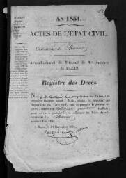 Registre d'état civil - Décès - 1851 à 1860