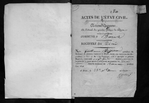 Registre d'état civil - Décès - 1811 à 1820