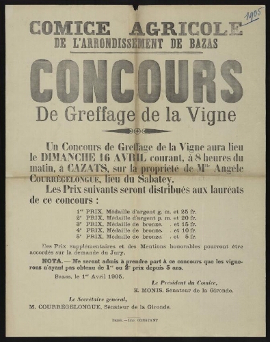 Comice agricole – Affiche – 1905