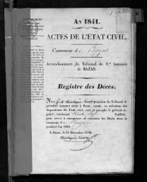 Registre d'état civil - Décès - 1841 à 1850
