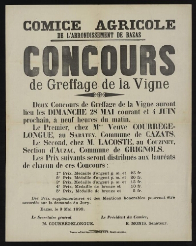 Comice agricole – Affiche – 1899